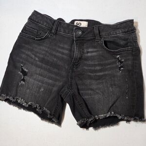 SO Black Distressed Denim Shorts